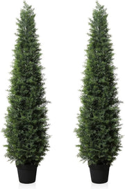 Pianta di cedro in vaso 150 cm, piante artificiali, conifere, outdoor, protezione UV, per casa, soggiorno, giardino, veranda, decorazione, 2 pezzi