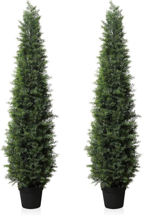 Pianta di cedro in vaso 150 cm, piante artificiali, conifere, outdoor, protezione UV, per casa, soggiorno, giardino, veranda, decorazione, 2 pezzi