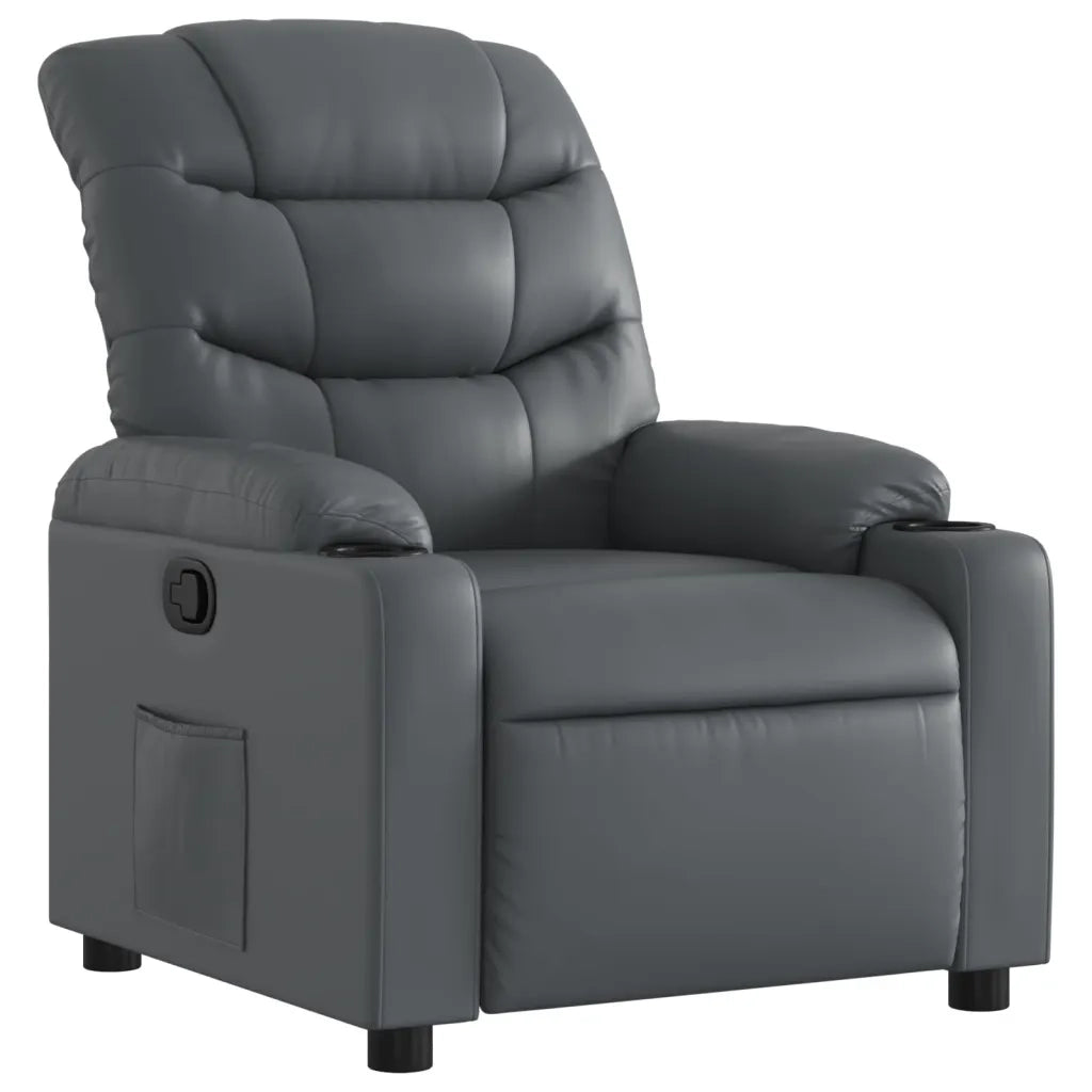 Poltrona | Sedia Relax Reclinabile Grigia in Similpelle