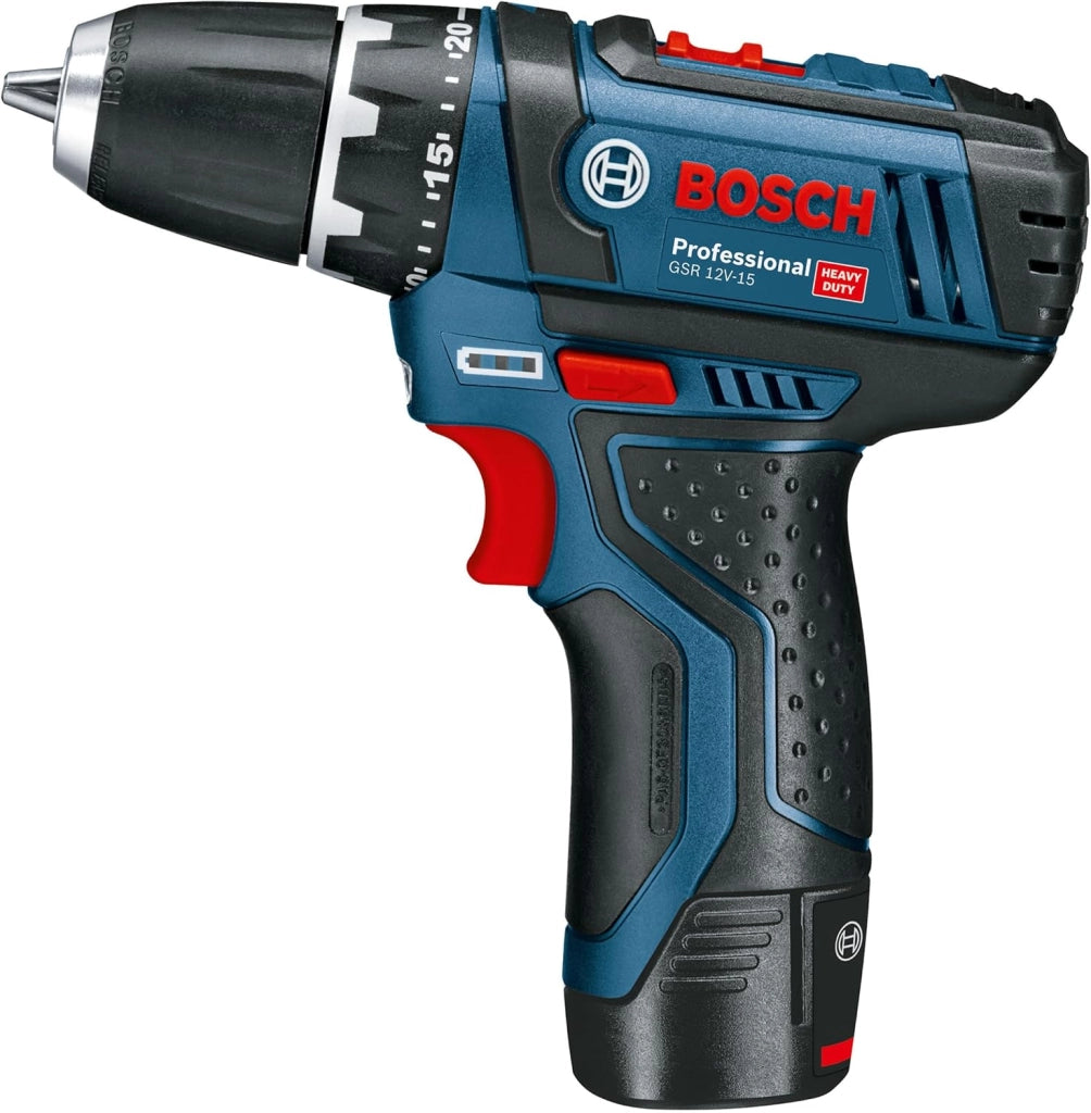 Bosch Professional GSR 12V-15 Trapano avvitatore a batteria 10.8 V (1 x 2Ah, 1 x 4Ah) + accessori