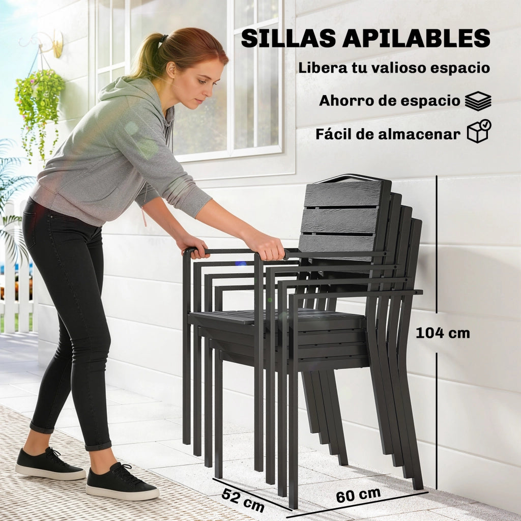 Sedia da giardino ¨C zephmum ¨C nera, metallo, 52x51x90 cm