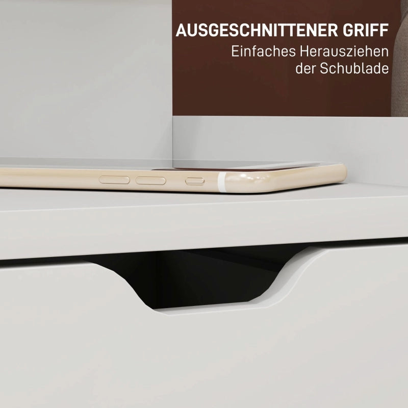 Comodino con 2 cassetti e ripiano aperto, in legno, per camera da letto e soggiorno, bianco, 40 × 30 × 60 cm