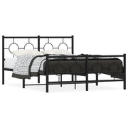 Letto matrimoniale | Letto per adulti | Giroletto con Testiera e Pediera Metallo Nero 140x200 cm