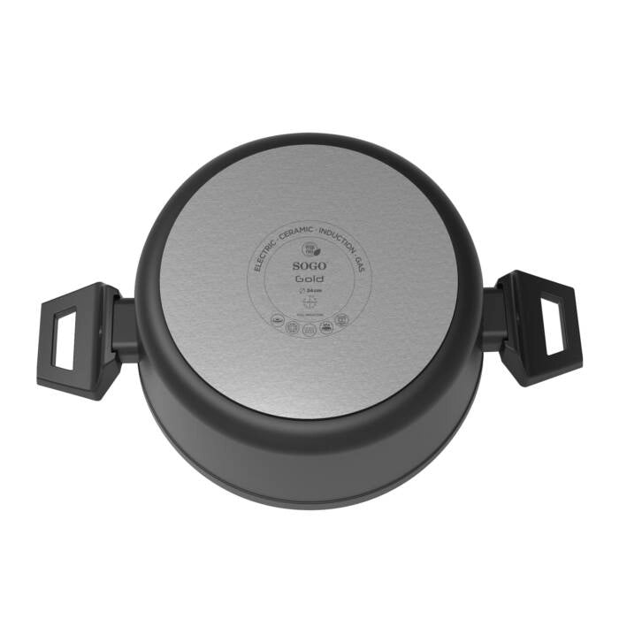Casseruola alta con coperchio in vetro, alluminio forjato antiaderente 24cm, induzione cucina - SOGO