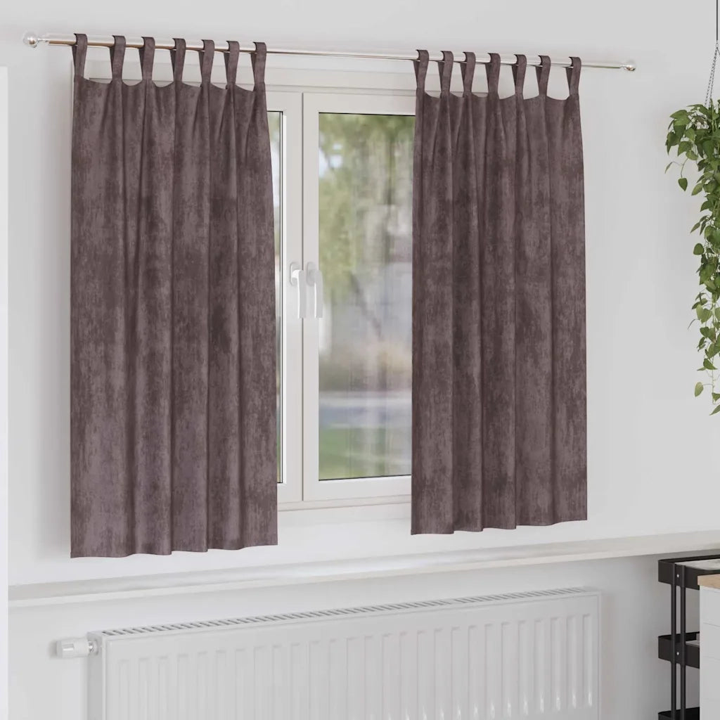Tende in Velluto con tende 2 pcs Marrone 175 x 140 cm Velluto 4107729