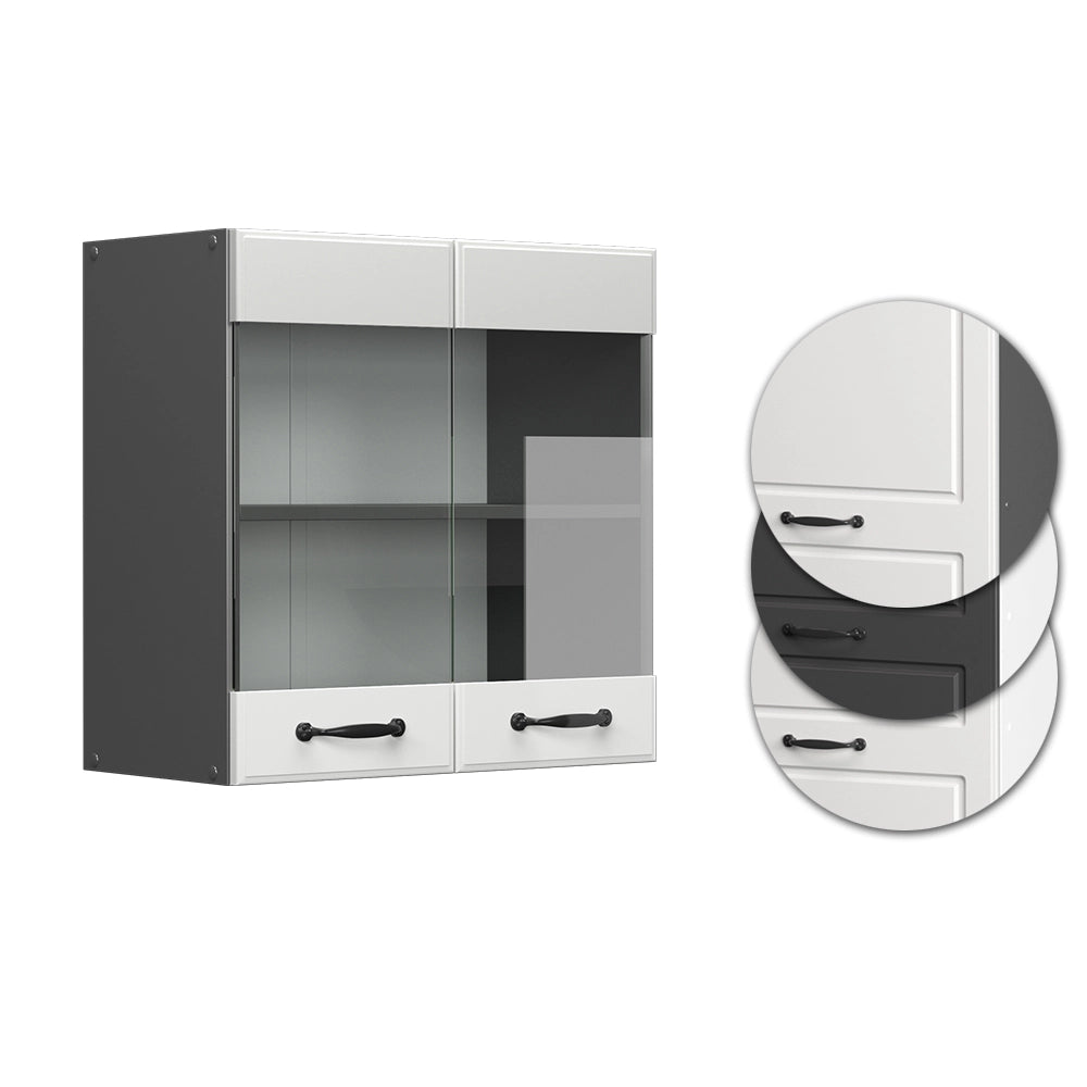 Vicco Mobile da cucina in vetro Bianco casa di campagna 60 cm