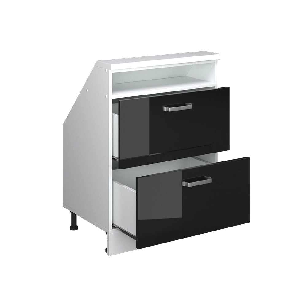 Mobile sottotetto Rion Nero lucido/Bianco con 2 cassetti Vicco