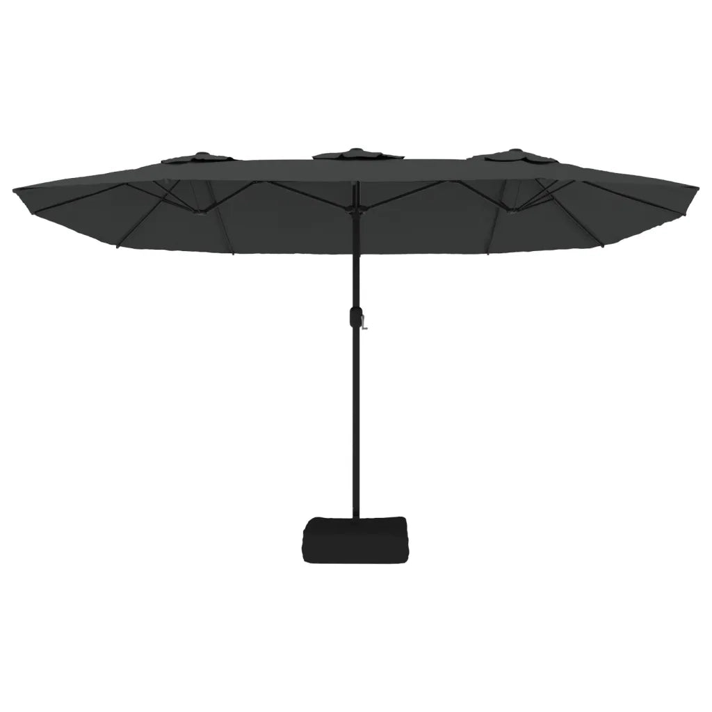 Ombrellone da giardino a doppia testa con illuminazione a LED 449 x 265 cm protezione UV atmosfera accogliente poliestere antracite 02_0047380