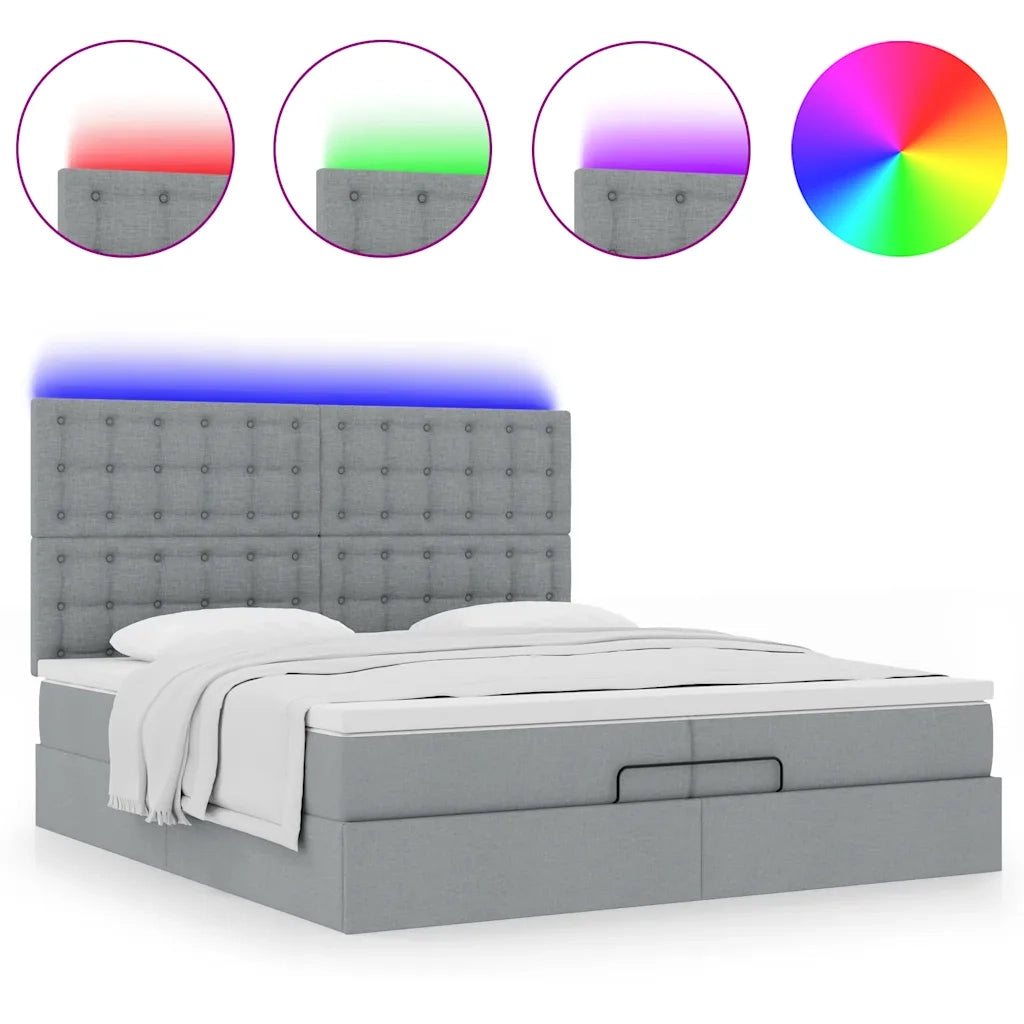 Struttura Letto Pouf con Materassi 200x200 cm in Tessuto 3314197