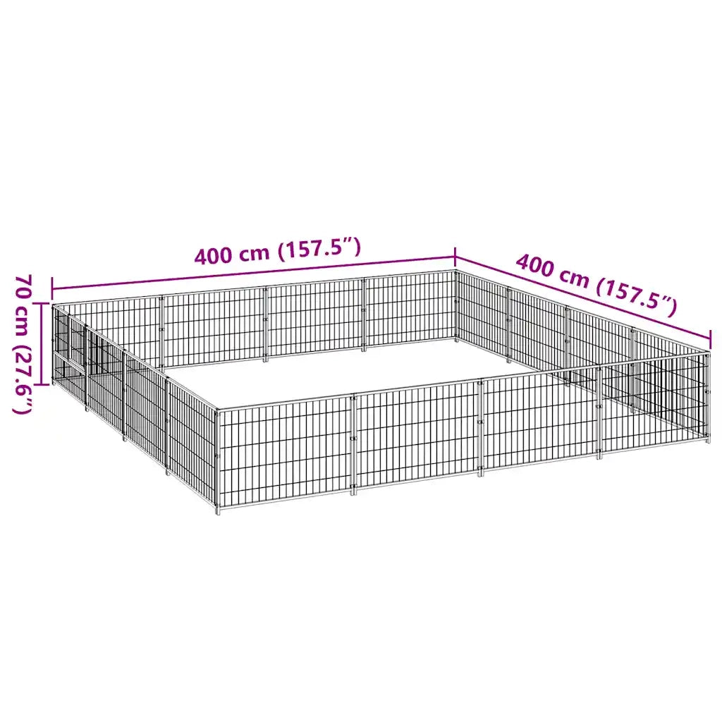Gabbia per Cani Nera 16 mÂ² in Acciaio cod mxl 49228