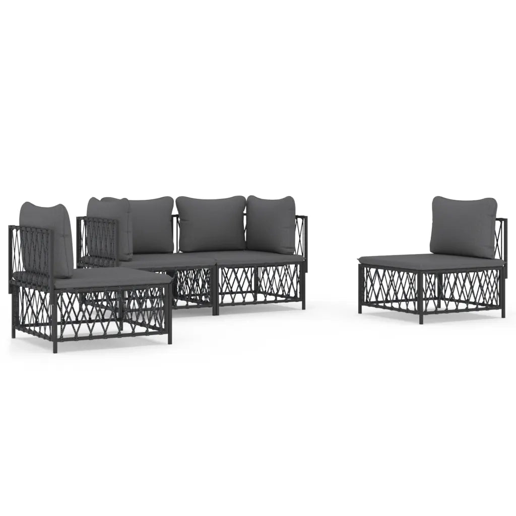 Set Salotto da Giardino 4 pz con Cuscini in Acciaio Antracitecod mxl 76587