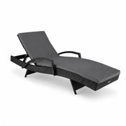 Lettino Prendisole Elegante Con Effetto Rattan Schienale Reclinabile E Cuscino Spesso Per Terrazza Piscina E Giardino 190 x 62 x 34 Cm Nero