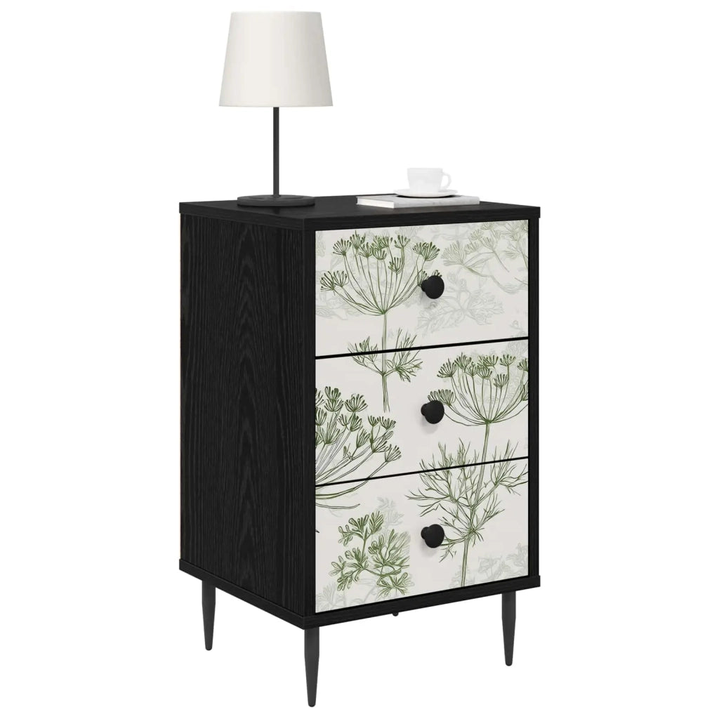 Armadio da Notte GOTHA 2 pz Rovere Nero 36 x 33 x 61 cm 8007348