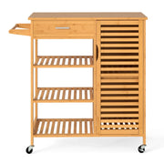 Carrello da cucina 91 x 44 x 89 cm ampio spazio di stoccaggio design a doghe di bambù naturale 20_0011330