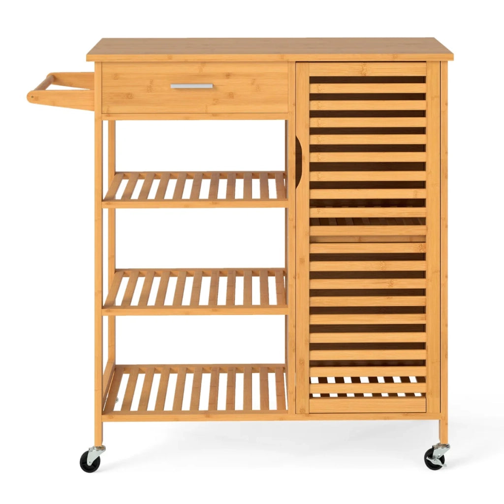Carrello da cucina 91 x 44 x 89 cm ampio spazio di stoccaggio design a doghe di bambù naturale 20_0011330