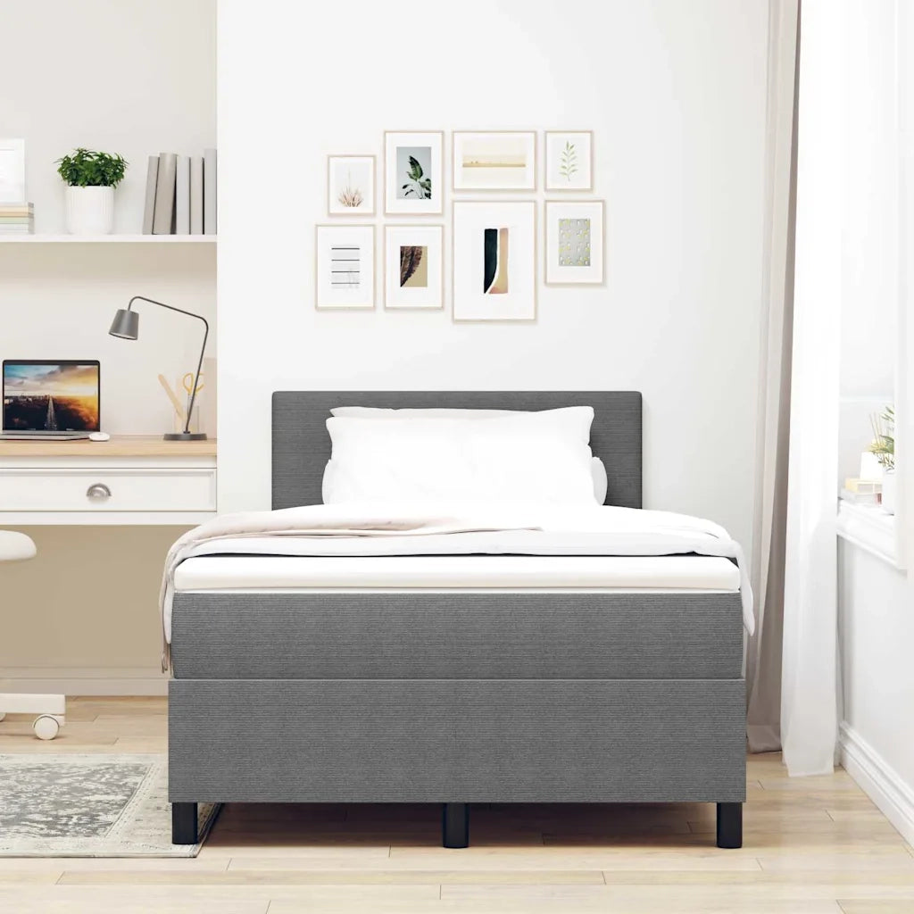 Letto a molle con testiera Grigio chiaro e bianco 120 x 200 cm 3337507