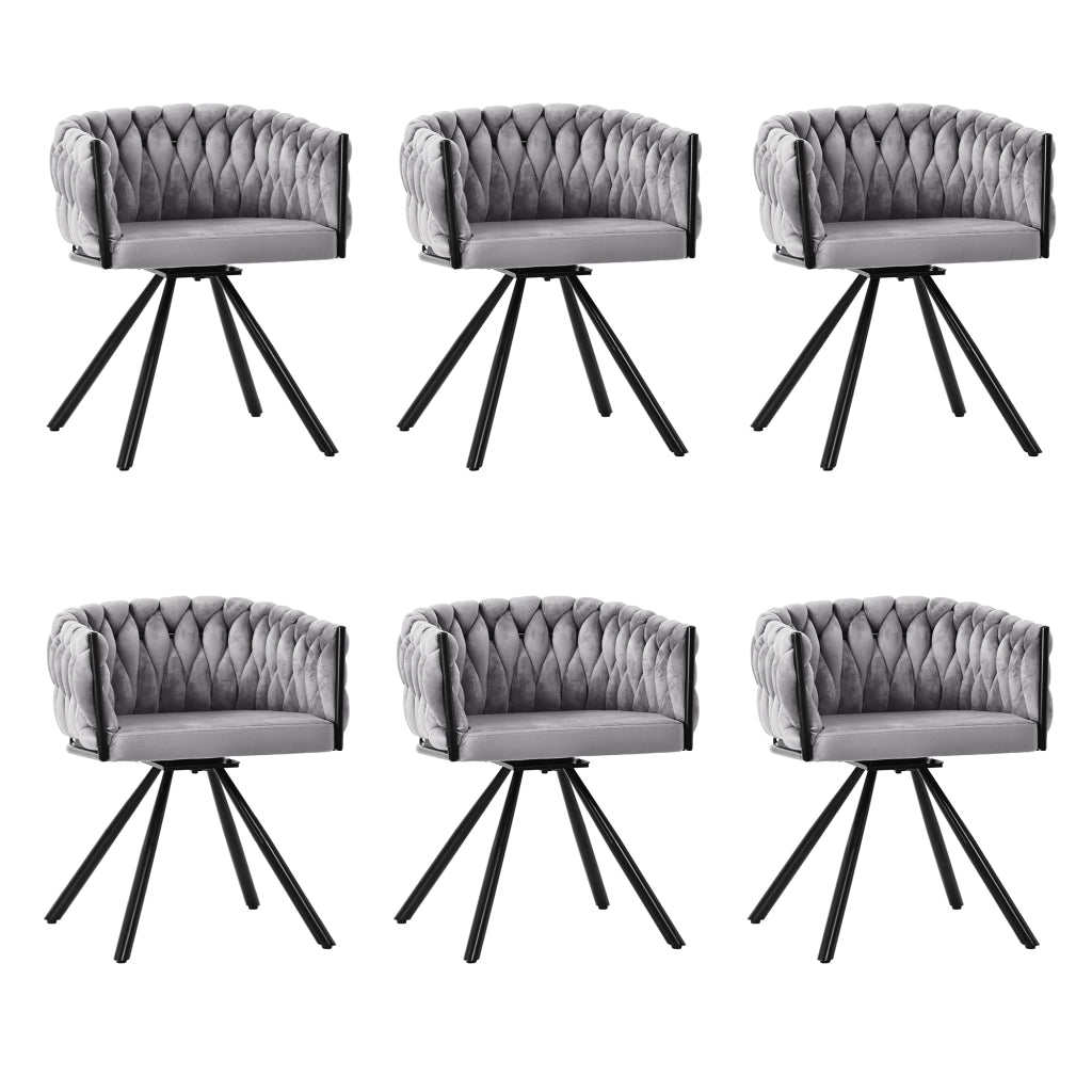 SEDIA DA PRANZO Girevole 360° Set da 6 pezzi Grigio in velluto