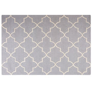 Tappeto Grigio Lana 160 x 230 cm Traliccio Quadrifoglio Trapuntato a Mano Orientale Trifoglio Marocchino
