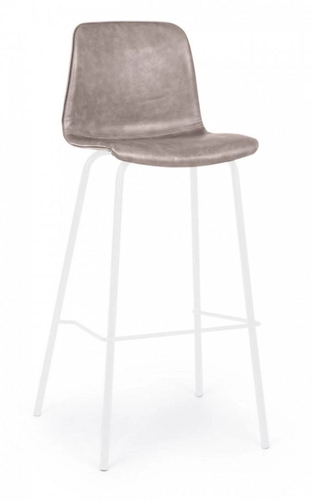 Set 2 Sgabelli 39x44x103,5 cm in Similpelle Bianco e Beige