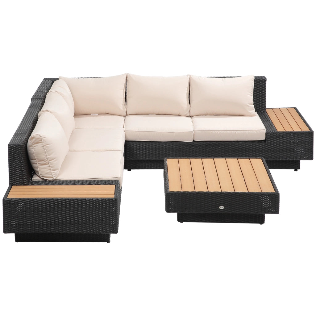 Set giardino polyrattan con tavolino e cuscini ¨C zephmum ¨C nero 4 pezzi