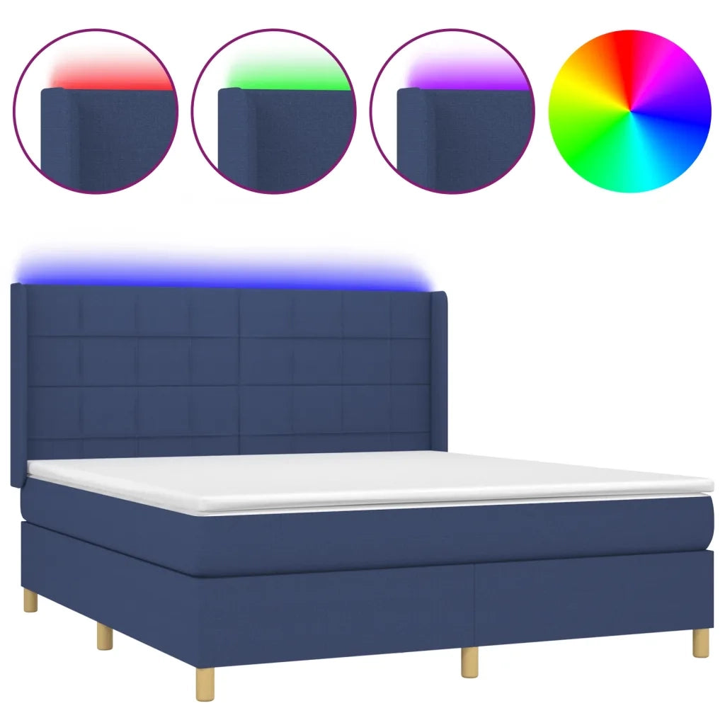 Letto a Molle con Materasso e LED Blu 160x200 cm in Tessuto 3138891