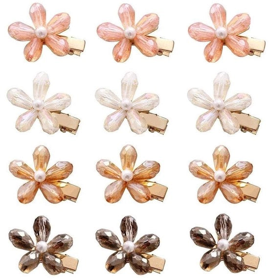 12 Set di Clip per Capelli e Spille Alligatore - Mini Fiori per Capelli Accessori per Donne e Ragazze