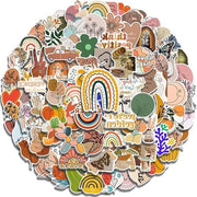 100 Sticker Motivi Bohemien - Acqua-Resistenti e Vintage - per Ombrello, Laptop, Giornale - Sticker Graffiti Boho.