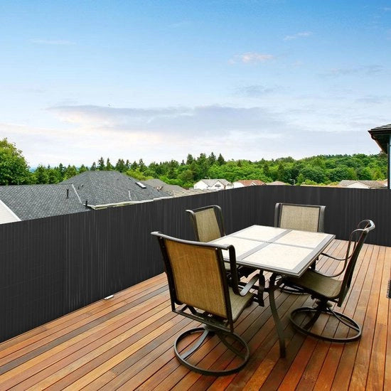 Schermo per giardino in PVC da 1,6x4m per privacy - separazione per giardino e schermo per balcone da 1,6x4m in grigio