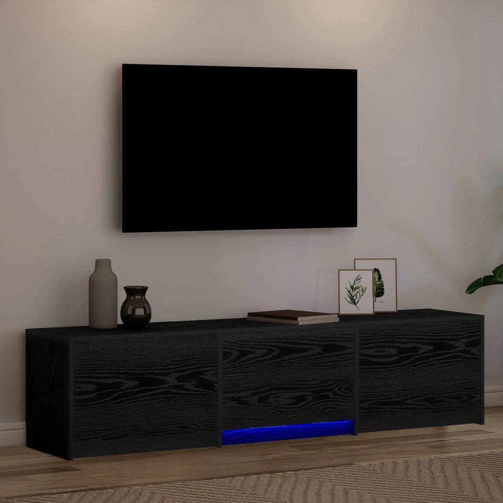 Mobile TV con LED con strisce LED Rovere Nero 165 x 34 x 40 cm 3418721