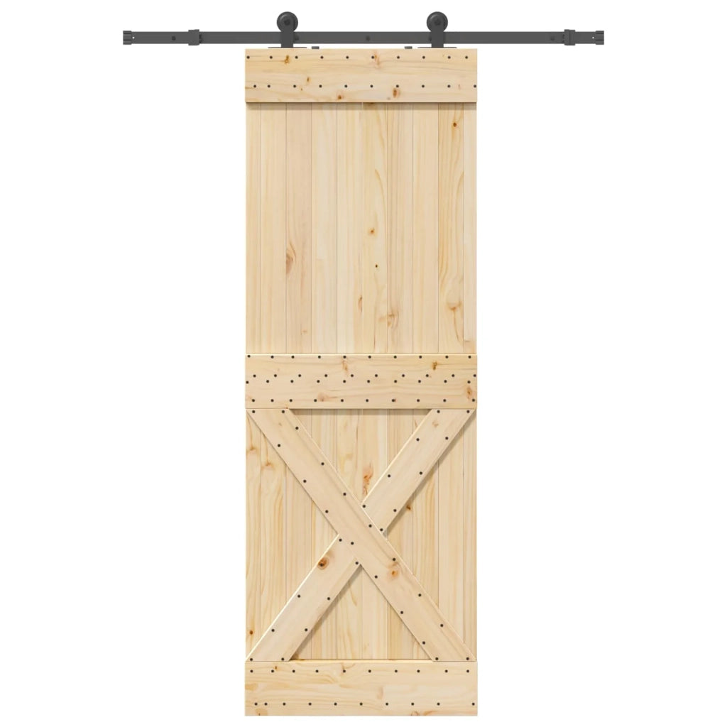 Porta scorrevole NARVIK Naturale e Nero 80 x 210 cm (152,5 cm)