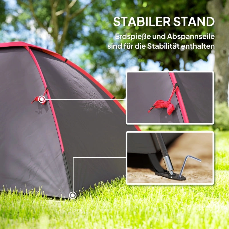 Tenda da campeggio per 3 persone; tenda a cupola UV 50+ resistente e stabile con porta a baldacchino; tenda familiare con teli da terra e colonna d'acqua da 2000mm per campeggio; giardinaggio trekking