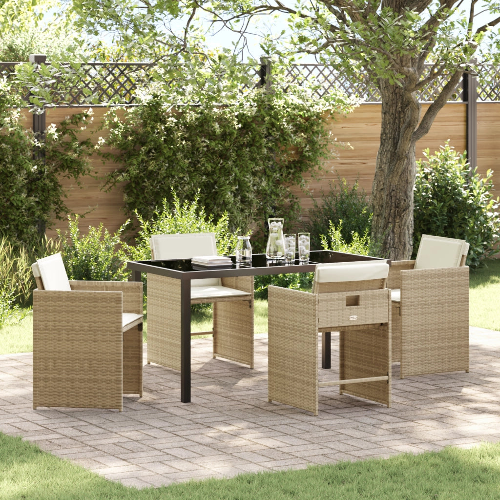 Set di 5 pezzi da giardino con cuscini Beige Polirattan
