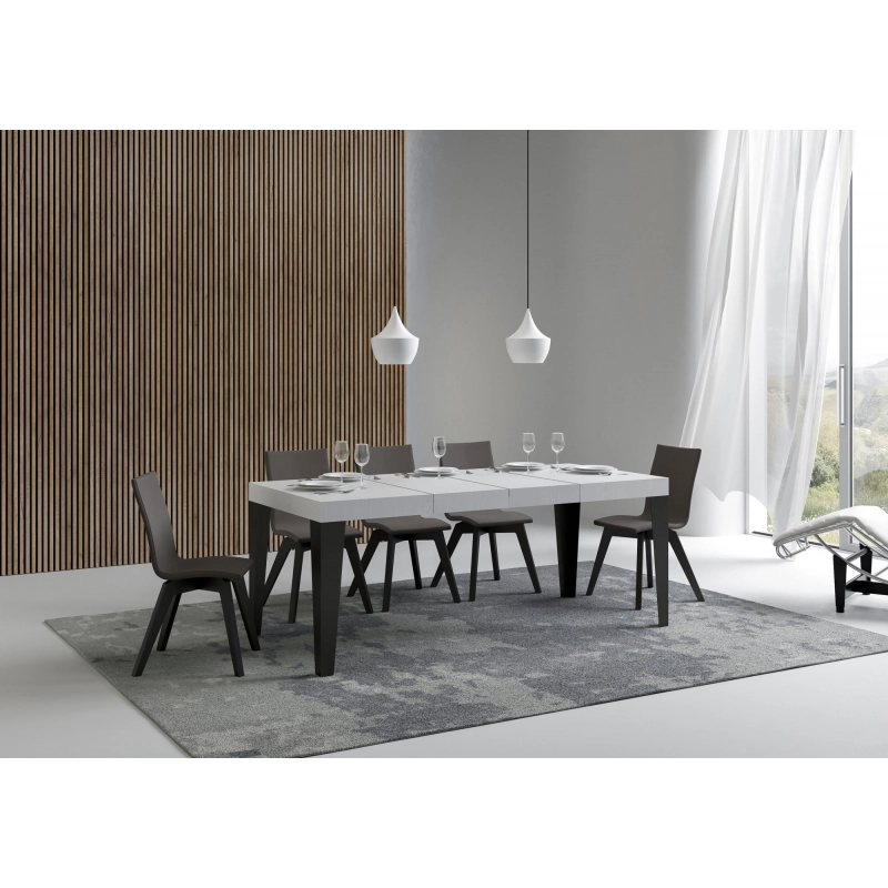 Tavolo allungabile 90x140/244 cm Flame Premium telaio Antracite - Bianco Frassino