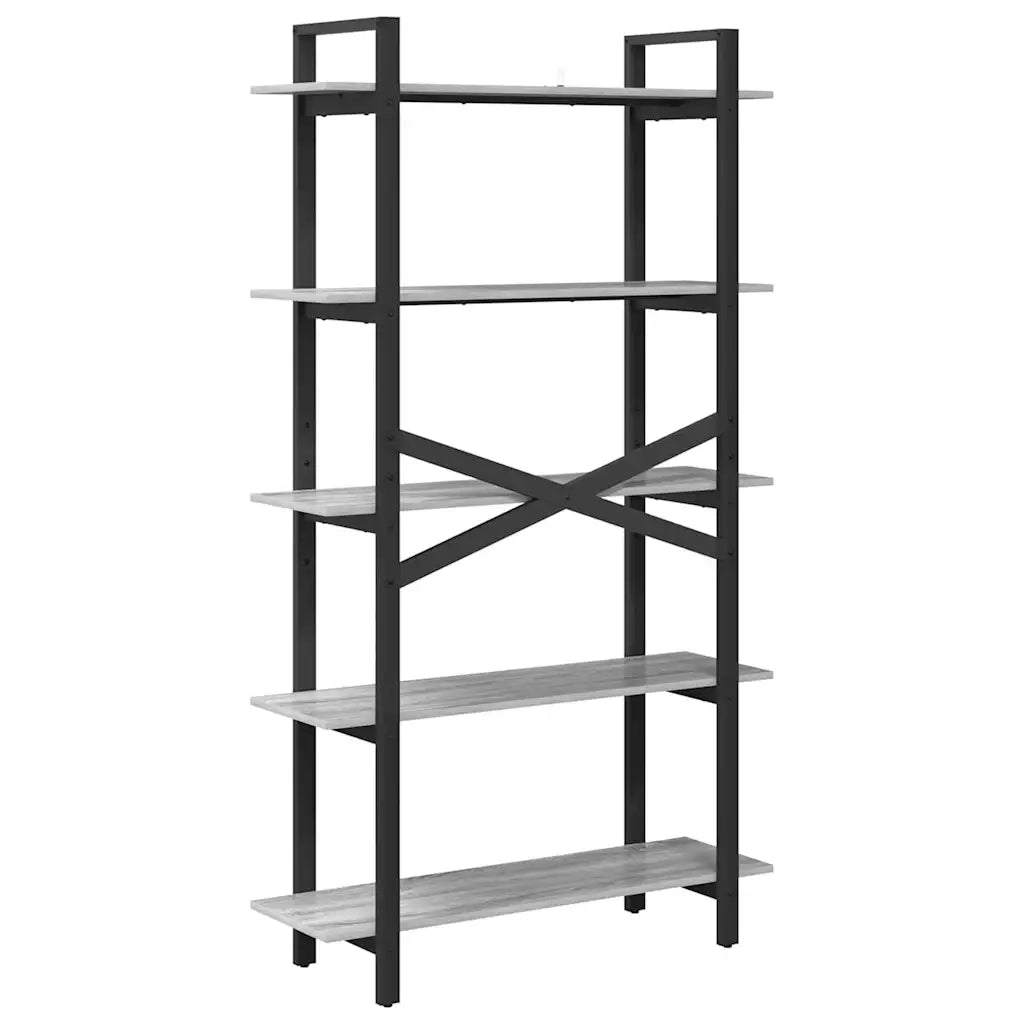 Libreria-Scaffale per Libri-Mobile di Stoccaggio Grigio Sonoma 100 x 33,5 x 178 cm Legno multistrato