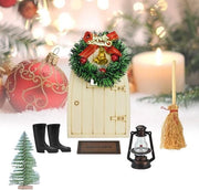 Set di 7 mini casette natalizie con personaggi di gnomi e mobili per decorazione natalizia e artigianato