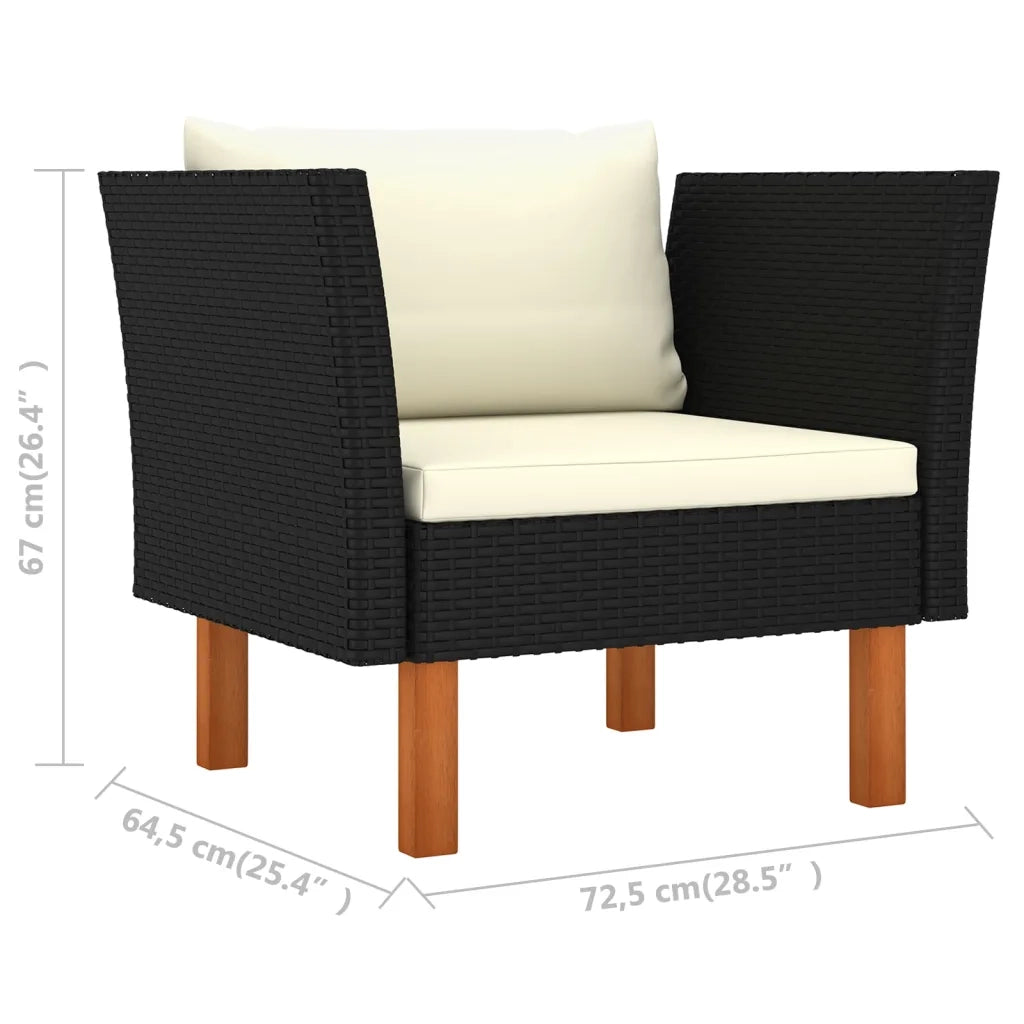 Set Divani da Giardino 8pz Polyrattan Legno di Eucalipto Nero 3082087