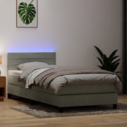 Letto a Molle con Materasso e LED Grigio Chiaro 80x210 cm Velluto 3316953