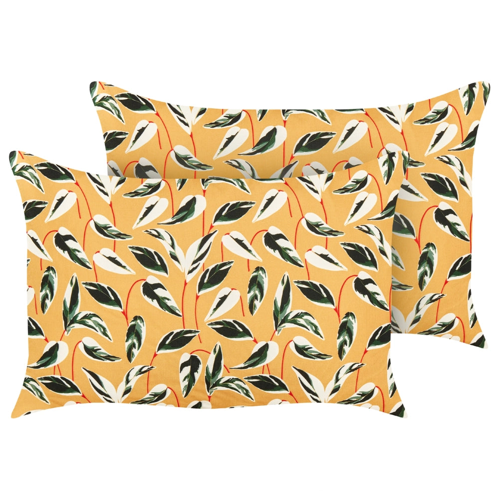 Set di 2 cuscini da giardino in poliestere multicolore 40 x 60 cm Cuscino da lancio rettangolare con motivo a foglie dal design moderno
