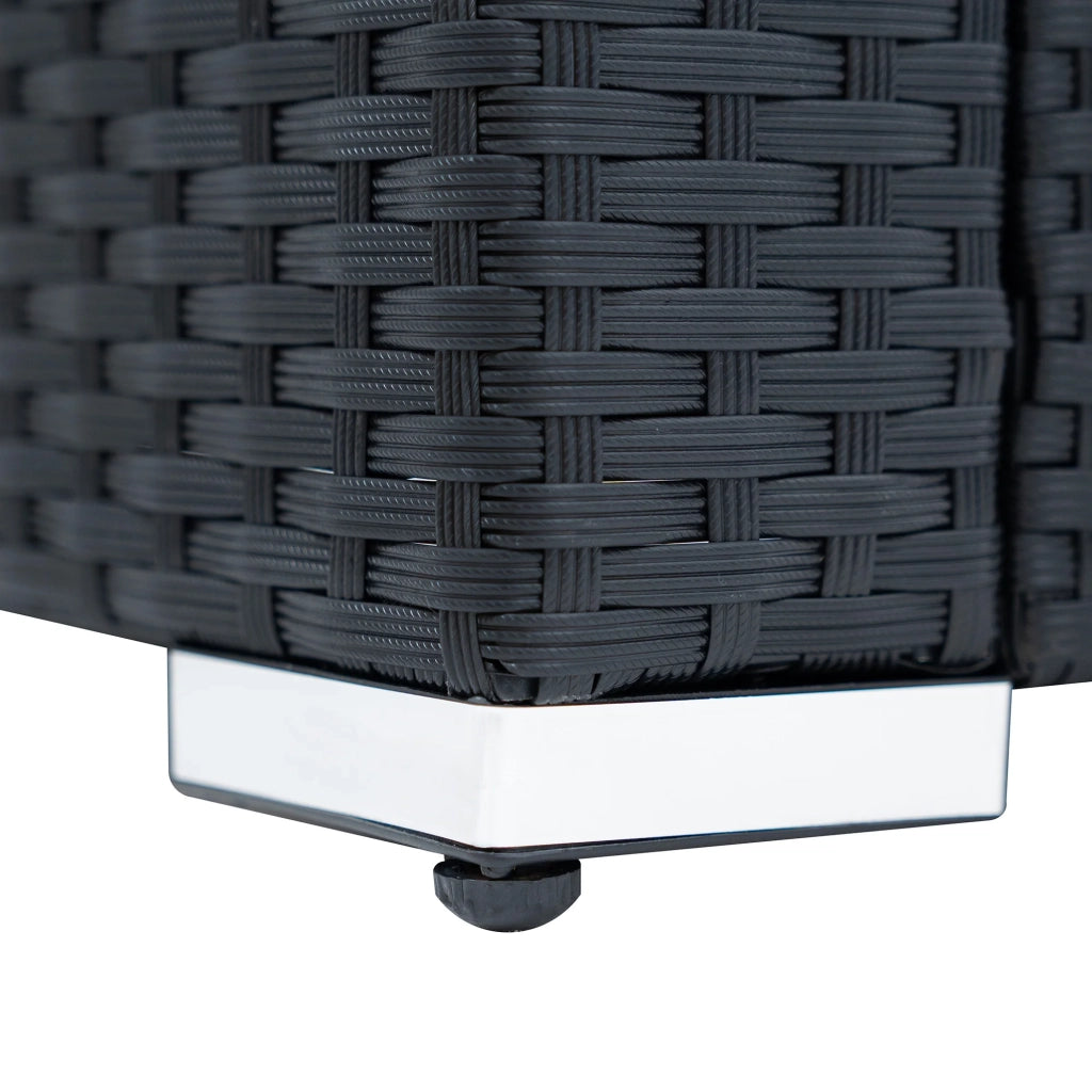 Set Angolare Rattan Giardino 9 Posti Nero Tavolo Cuscini Impermeabili