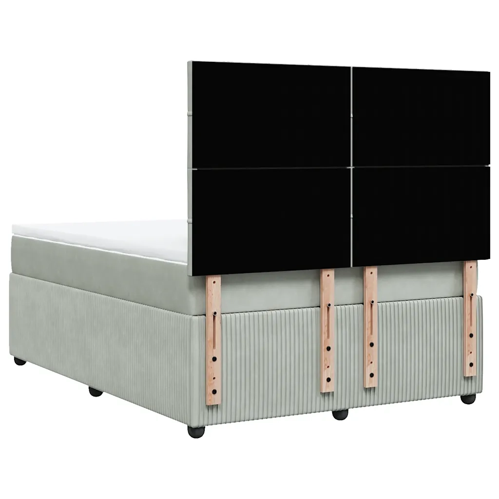 Giroletto a Molle con Materasso Grigio Chiaro 140x190cm Velluto