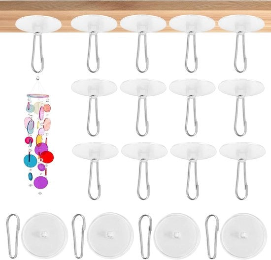 Fisselli Autoadesivi per soffitto - Set di 60 Fisselli trasparenti senza foratura - Ideali per cucina, bagno, parete, soffitto e porta