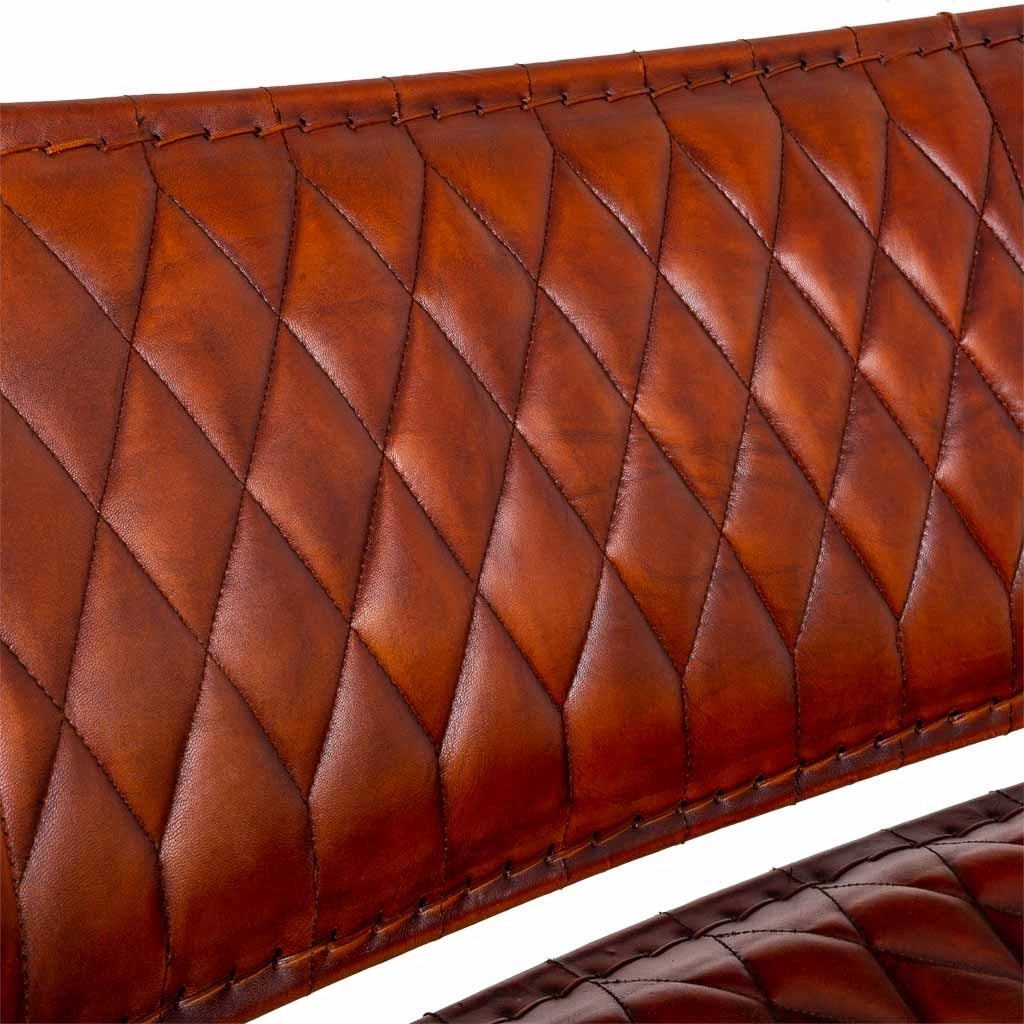Sgabello in metallo e pelle marrone 127x71x76h