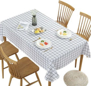 Tavolo quadrato con tovaglia PVC, facile da pulire, 2 pezzi 137 x 180 cm, tovaglia da tavolo a quadri bianchi, lavabile, impermeabile, resistente al grasso, tovaglia da tavolo in vinile e plastica