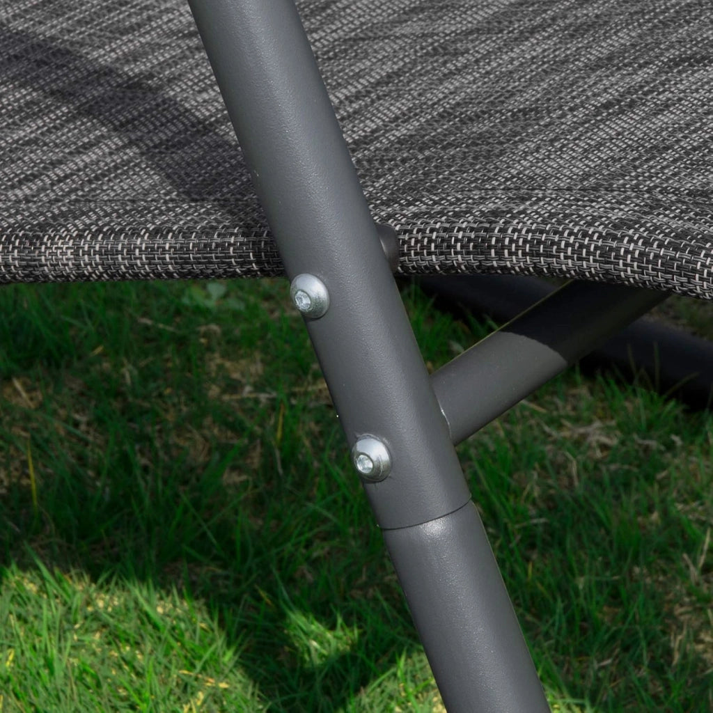 Dondolo da Giardino Sedia a Dondolo da Esterno Lettino Prendisole con Tasca Laterale Poltrona da Giardino Sdraio per Patio Balcone Campeggio Spiaggia Nero/Grigio 143x57x85 cm OGS47-MS