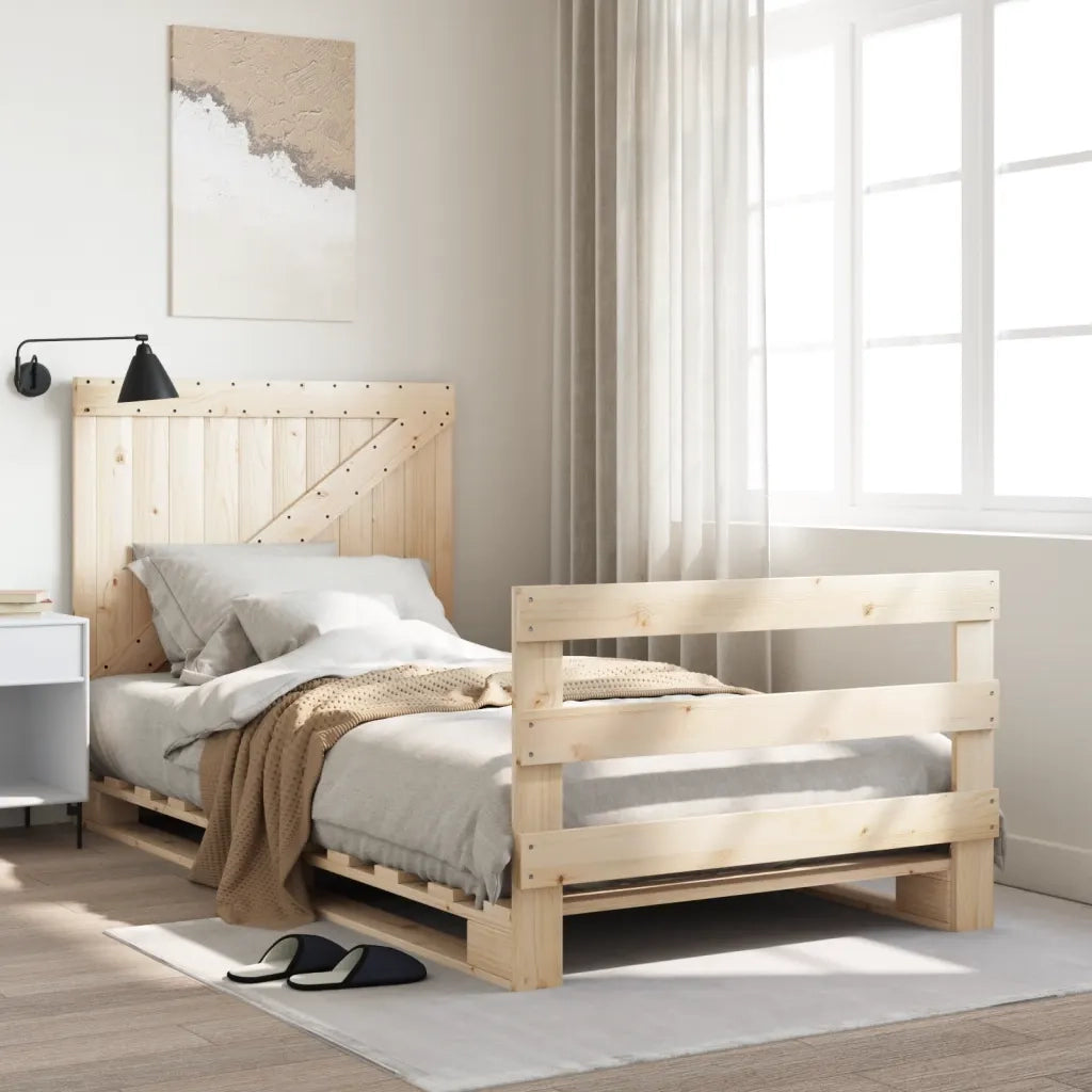Giroletto con Testiera 100x200 cm Legno Massello di Pino 3281557