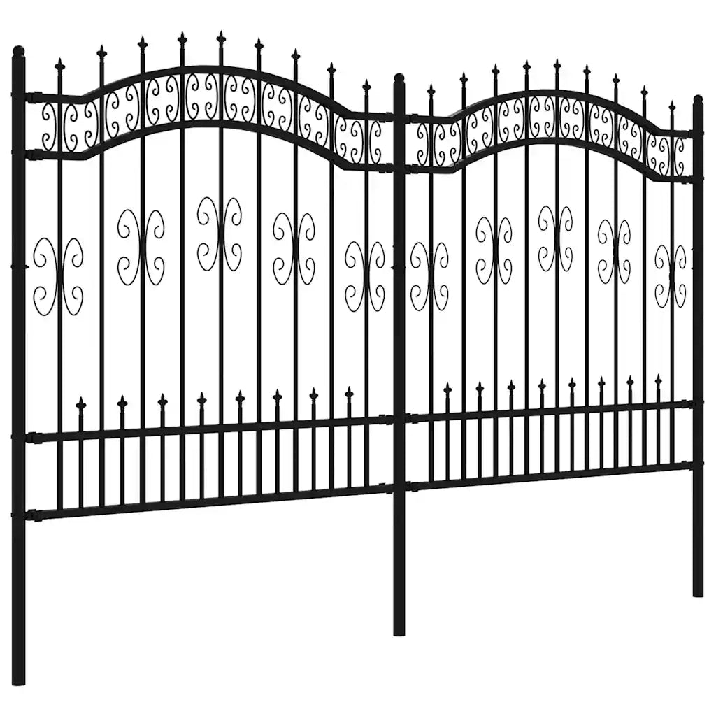 Recinzione da Giardino Kampen con Punta a Lancia Nera 240x125 cm in Acciaio 151086