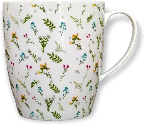 Moka XXL con maniglia, fiori di campo, 850 ml, grande, moka per caffè, ceramica dura, tazza per tè, moka gigante, moka con maniglia, moka per sapone, pentola per erbe, moka XXL, moka per caffè, moka in ceramica, moka gigante
