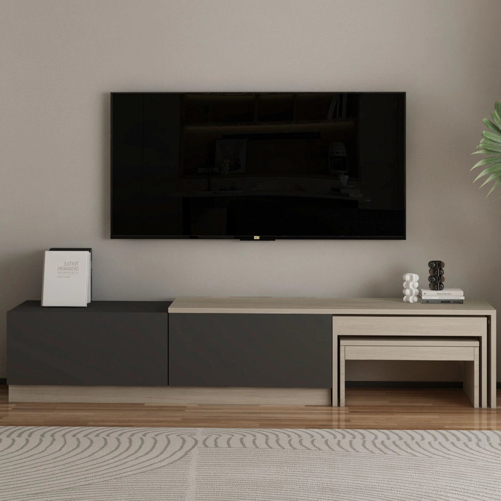 Porta TV in legno "Nest" - 180 x 30 x 36 cm - Grigio antracite