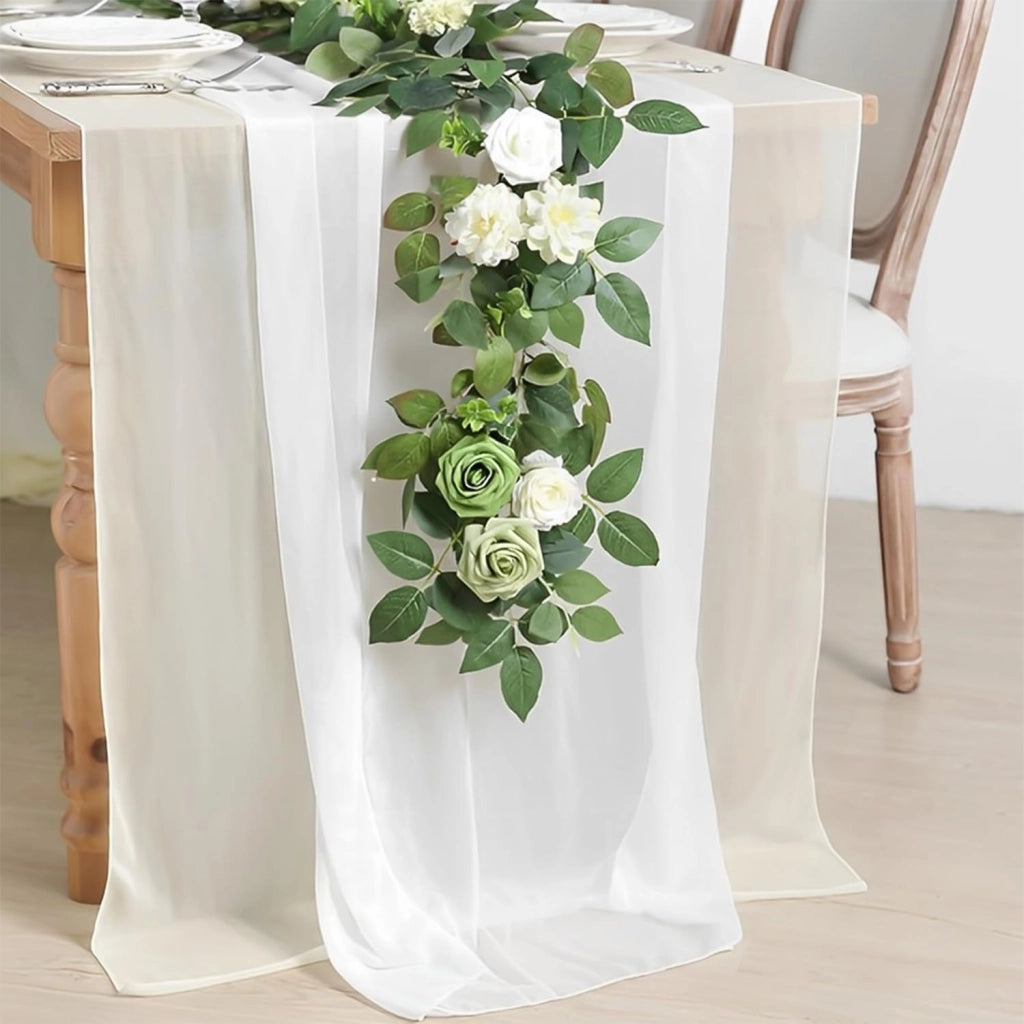 Tovaglia in chiffon bianco, 1 pezzo, semplice, leggera, ideale per matrimoni e feste