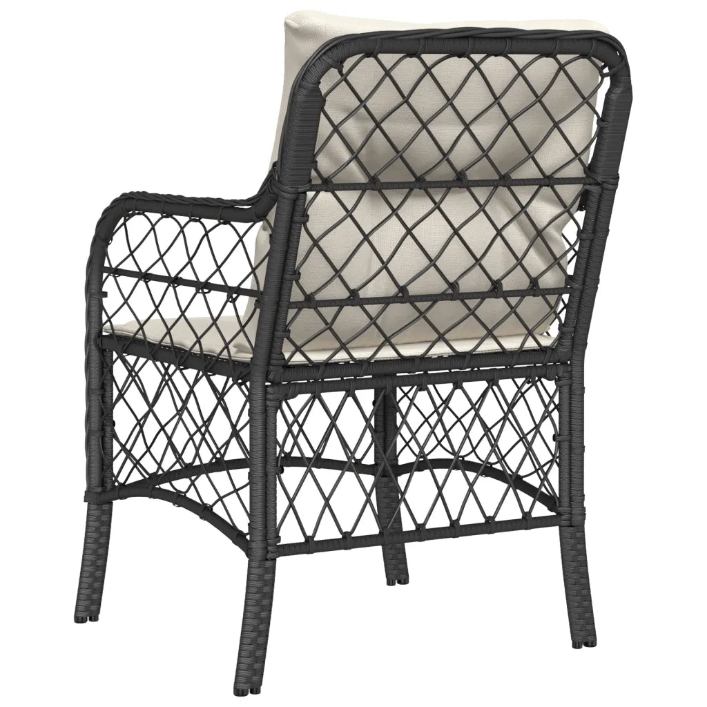 Sedie da Giardino con Cuscini 2 pz | Sedie da Esterno Nere in Polyrattan